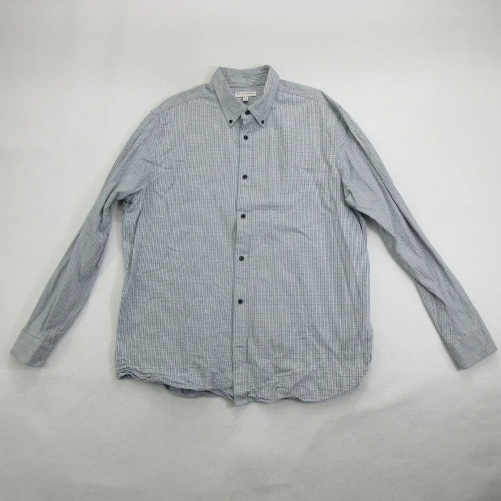 Banana Republic Mens XXL Tall Standard Fit Plaid Cotton Button Down Shirt Blue